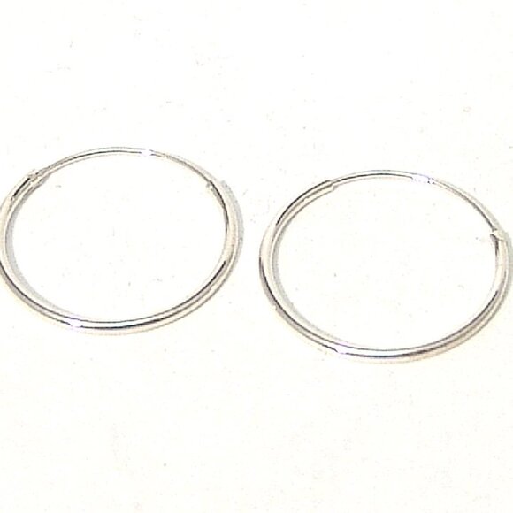 Sterling Silver Endless Hoop Earrings 7/8 inch Hand Polished 1.2 mm wide - Picture 2 of 3